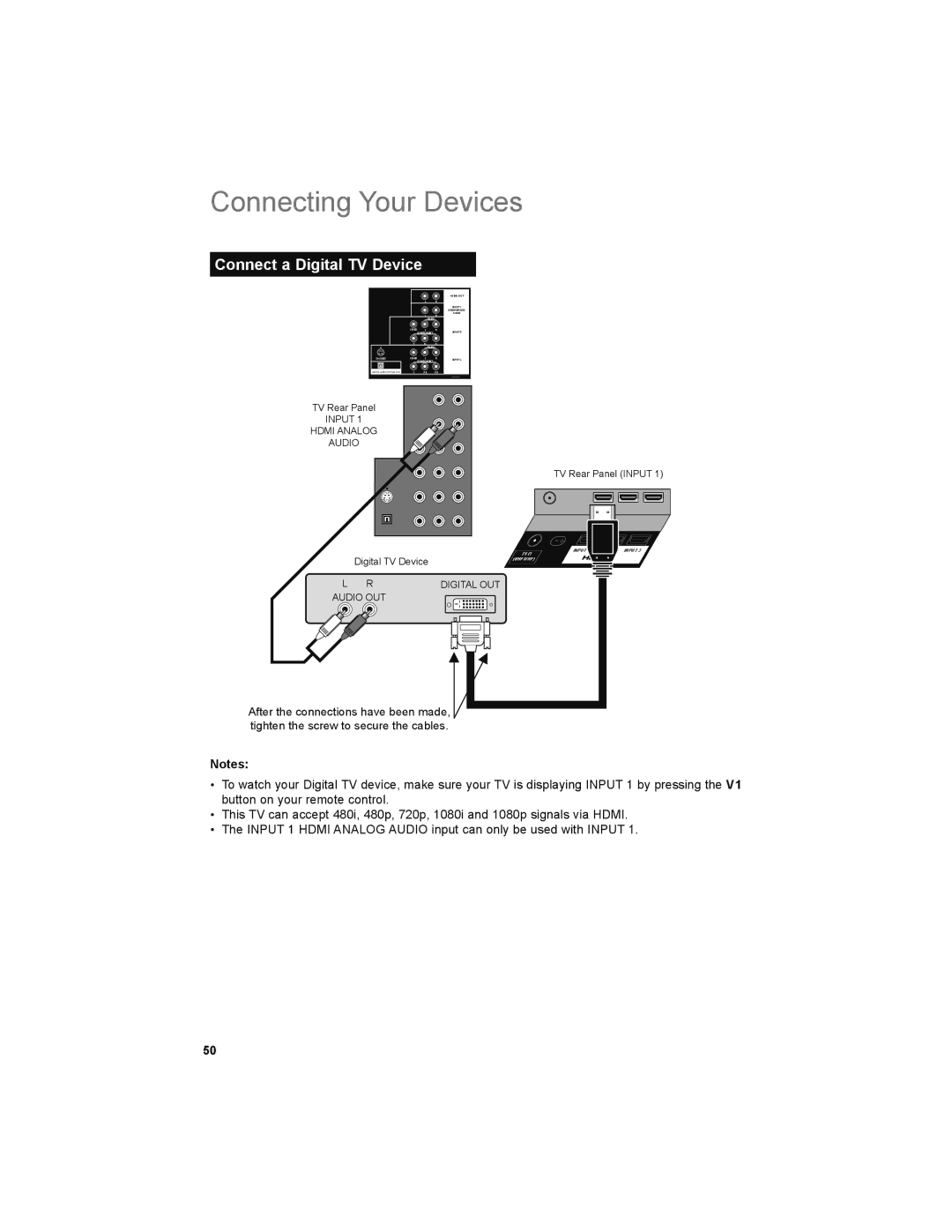 JVC LT-32P679 manual Connect a Digital TV Device 