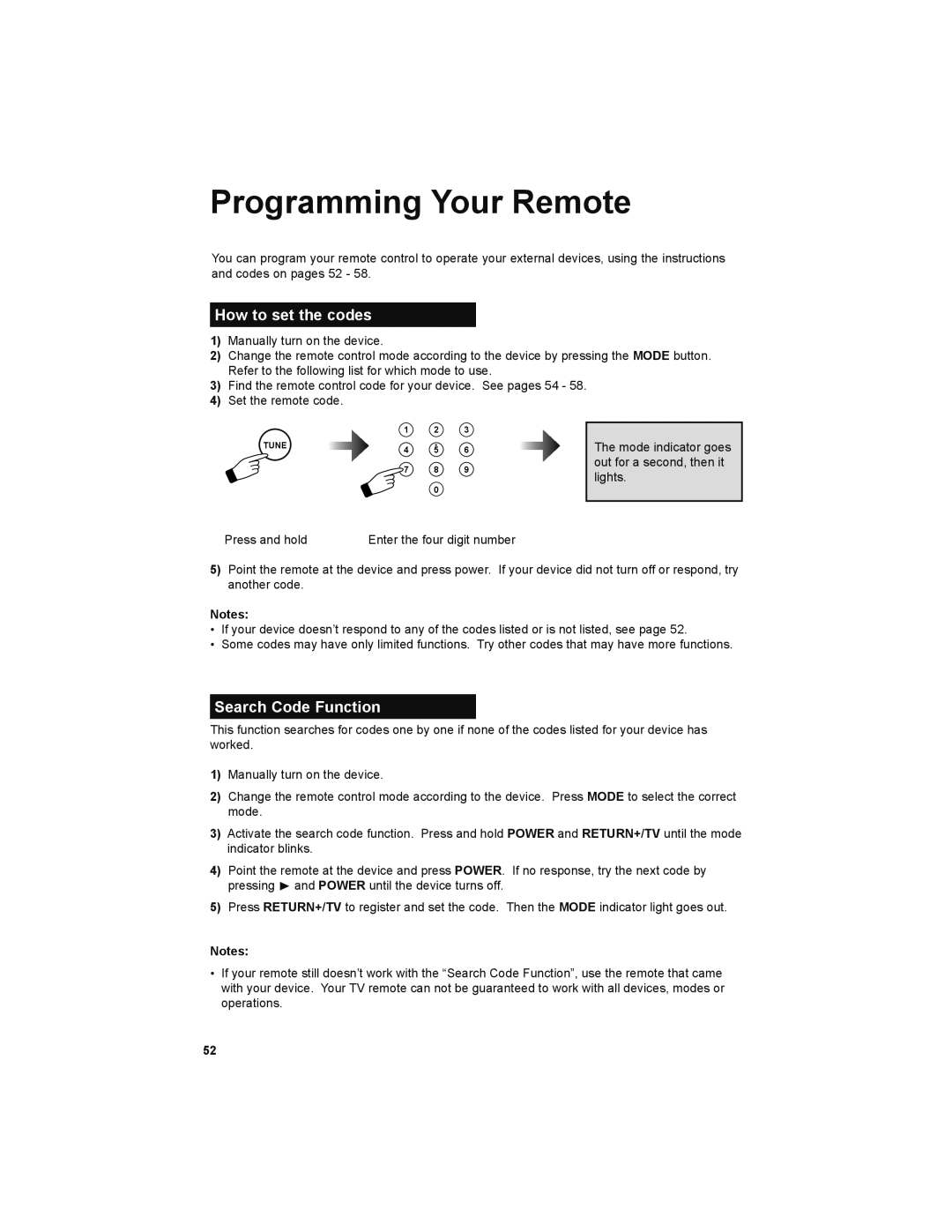 JVC LT-32P679 manual Programming Your Remote, How to set the codes, Search Code Function 