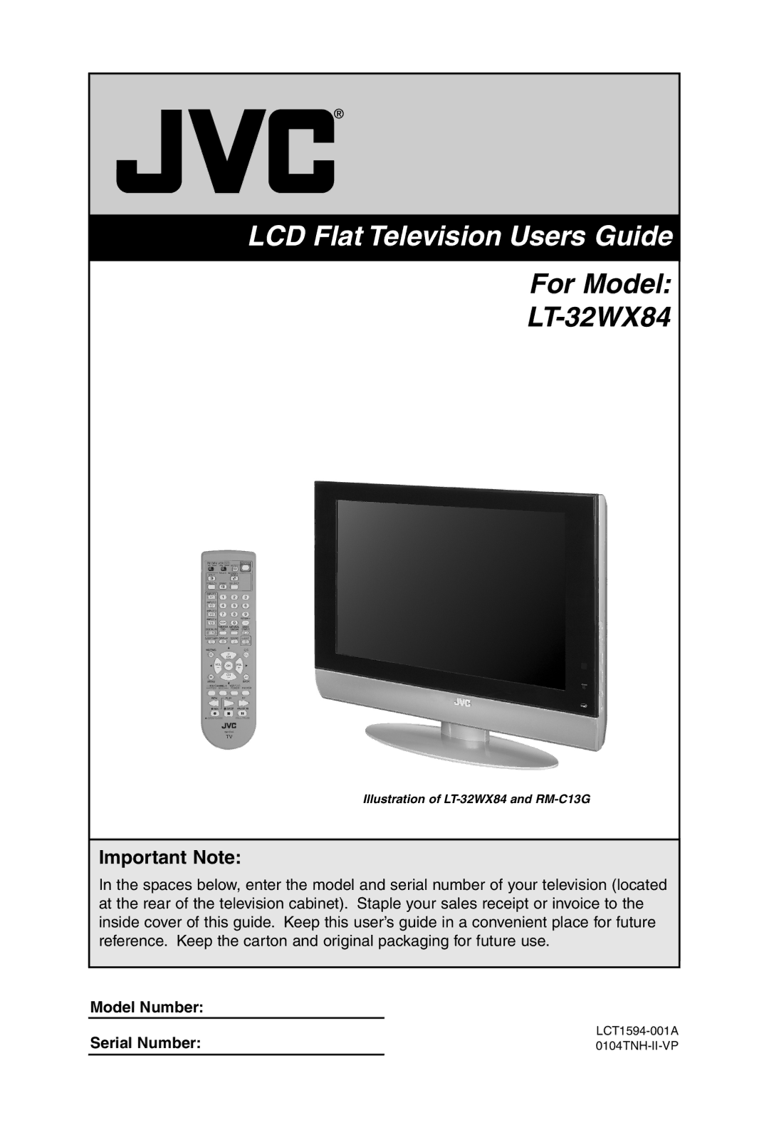 JVC LT-32WX84 manual LCD Flat Television Users Guide 