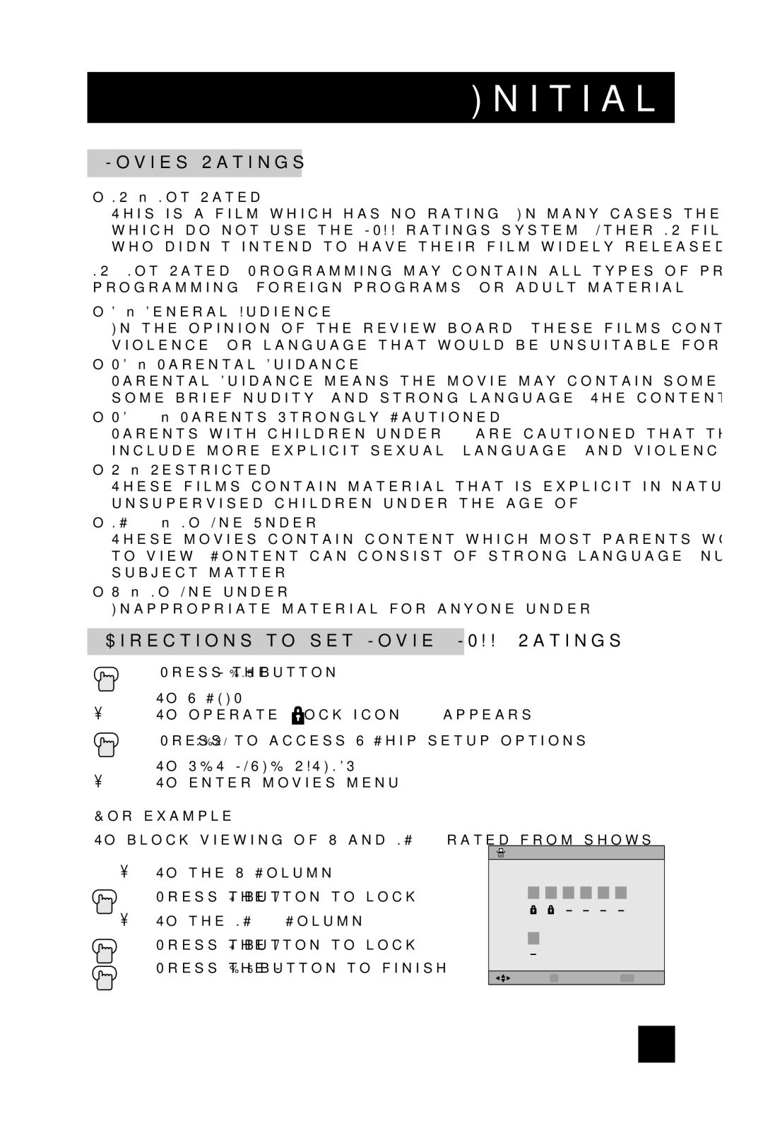 JVC LT-32WX84 manual Movies Ratings, Directions to set Movie Mpaa Ratings 