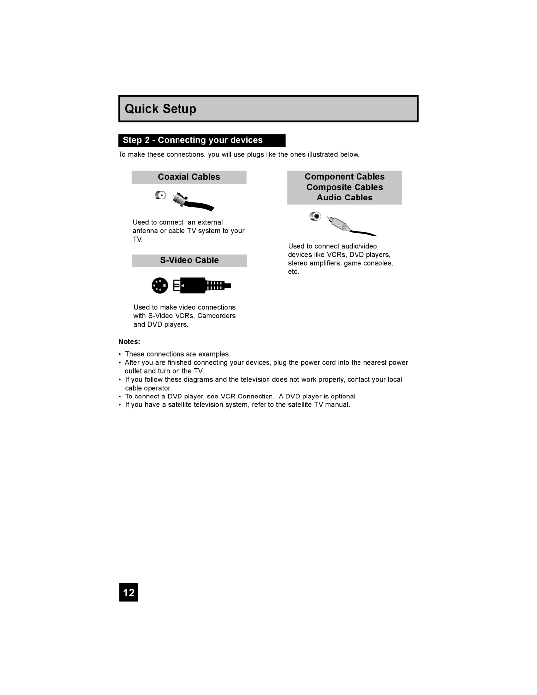 JVC LT-32X987 manual Connecting your devices, Video Cable 