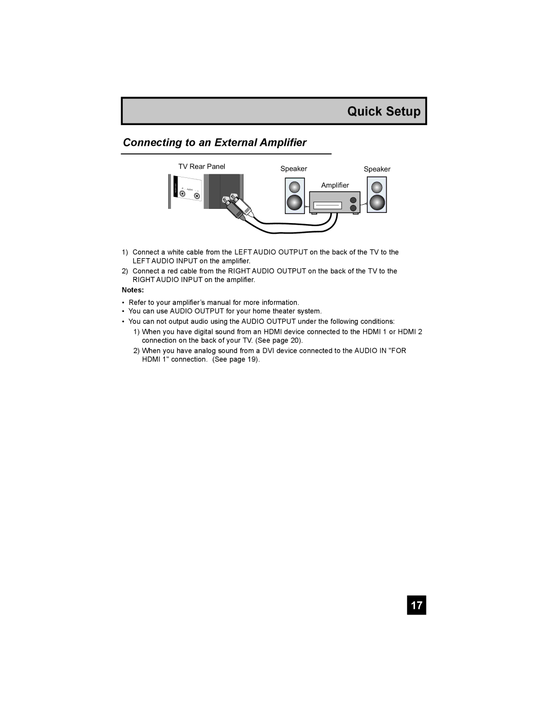 JVC LT-32X987 manual Connecting to an External Amplifier 