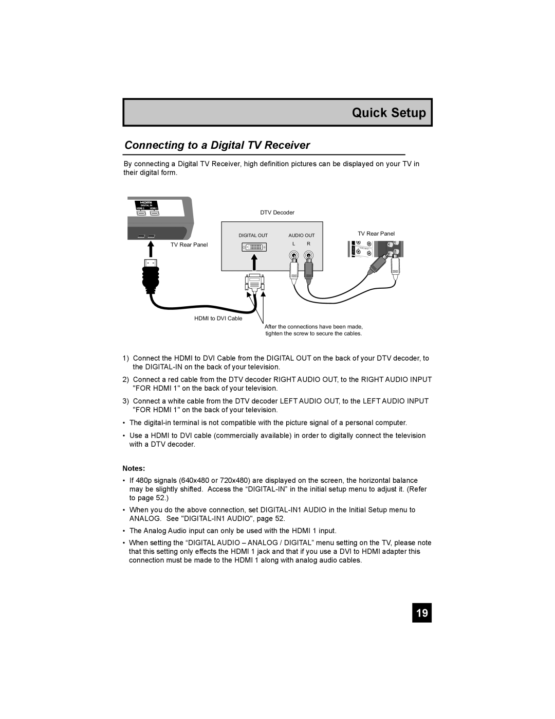 JVC LT-32X987 manual Connecting to a Digital TV Receiver 