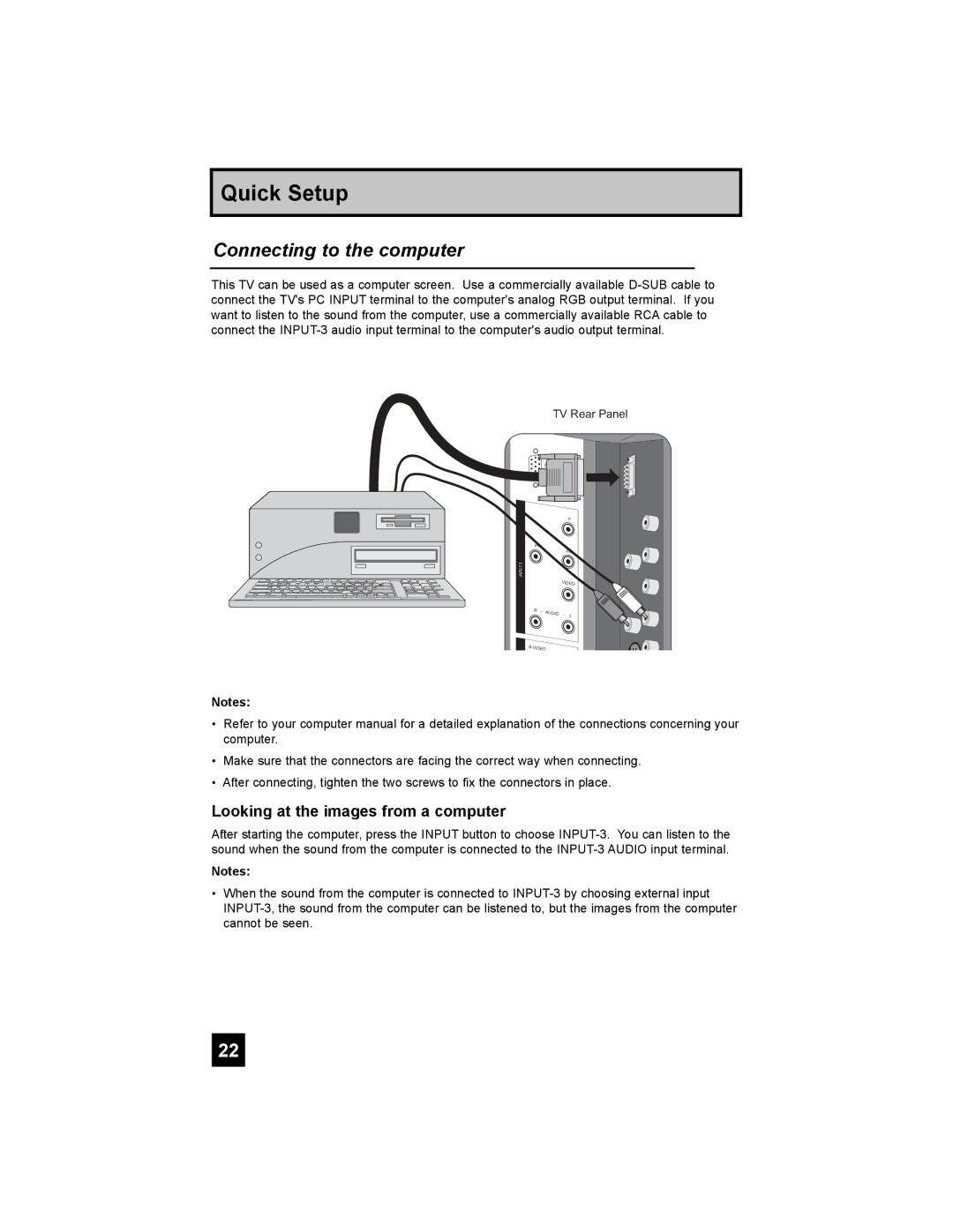 JVC LT-32X987 manual Connecting to the computer, Looking at the images from a computer 