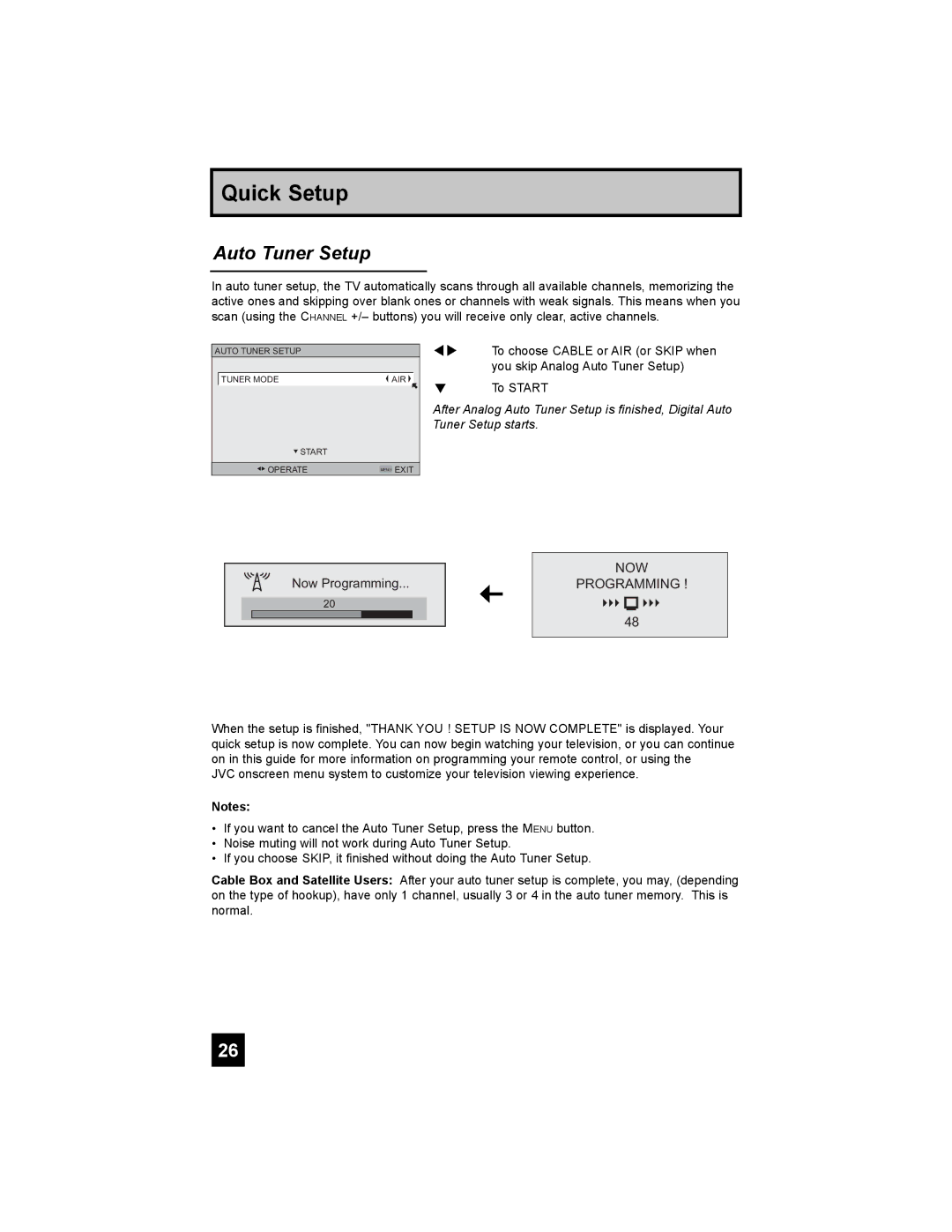 JVC LT-32X987 manual Auto Tuner Setup, NOW Programming 