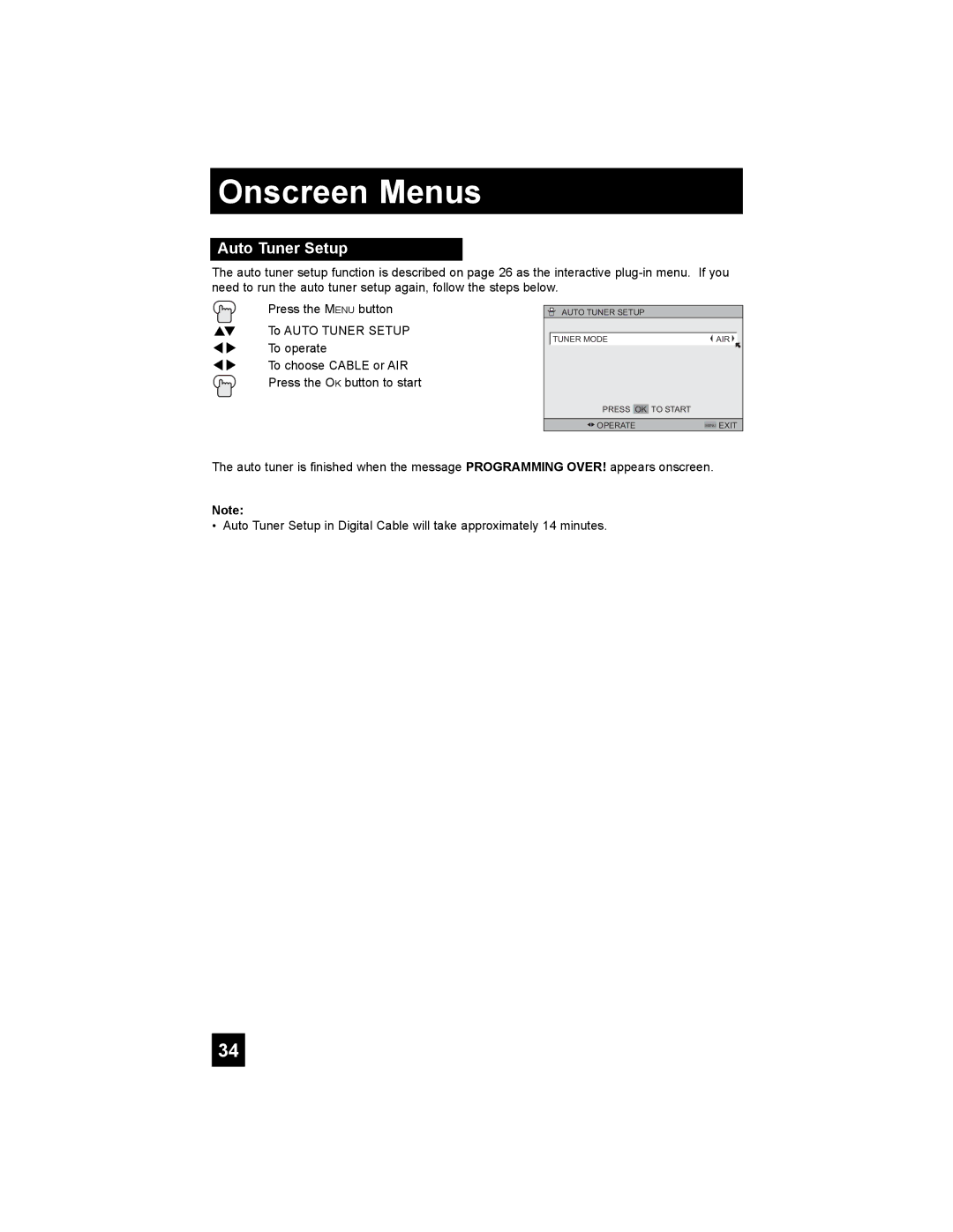 JVC LT-32X987 manual Auto Tuner Setup 