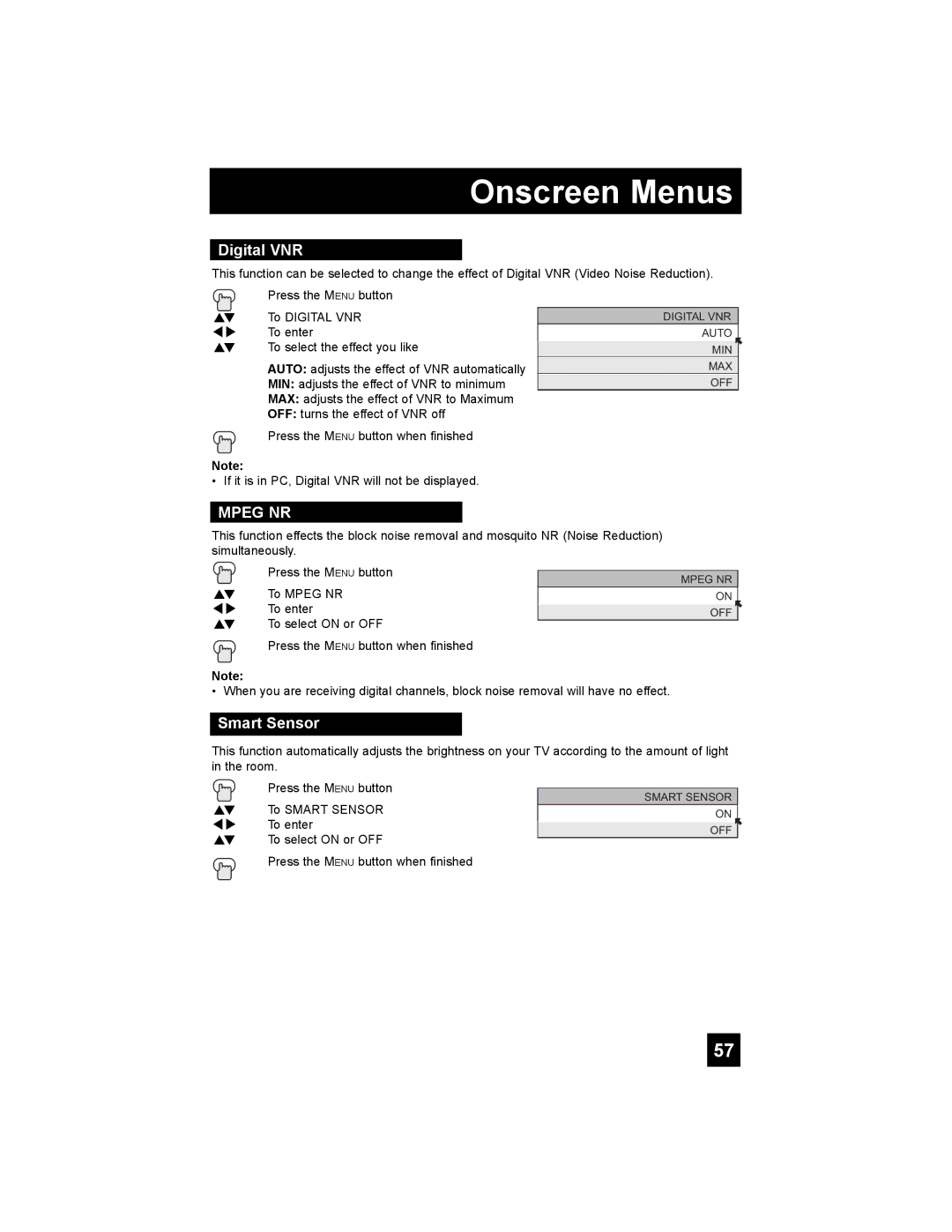 JVC LT-32X987 manual Digital VNR, Smart Sensor 