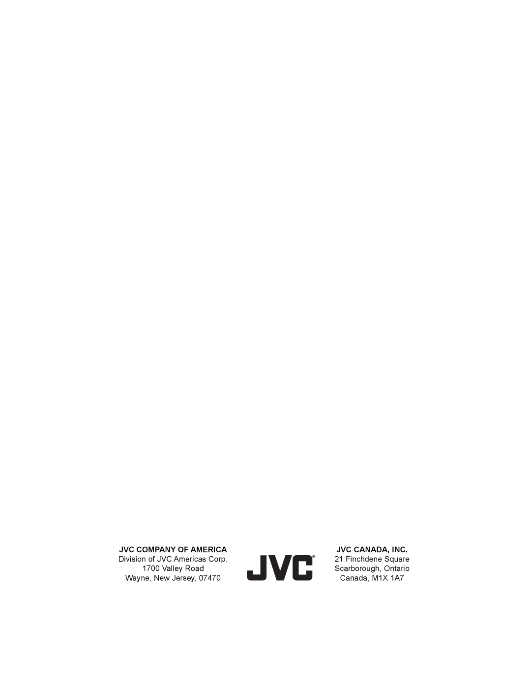 JVC LT-32X987 manual JVC Company of America JVC CANADA, INC 