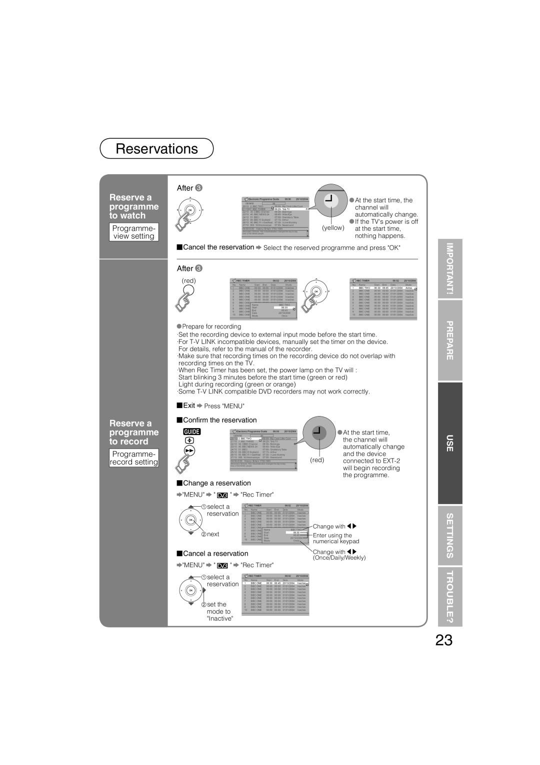 JVC LT-37DS6FJ manual Reserve a programme to watch, Programme- view setting After, Programme Record setting 