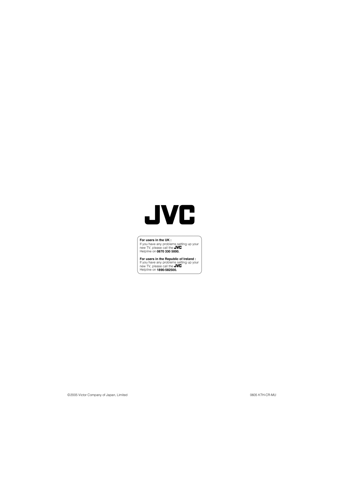 JVC LT-37DS6FJ manual For users in the UK 