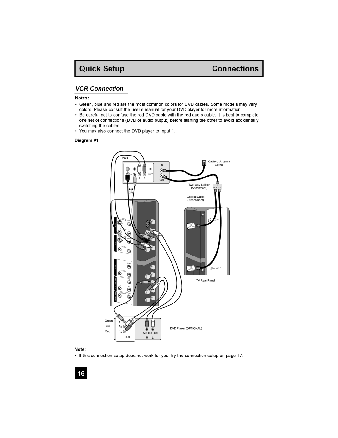 JVC LT-37X776 manual VCR Connection, Diagram #1 