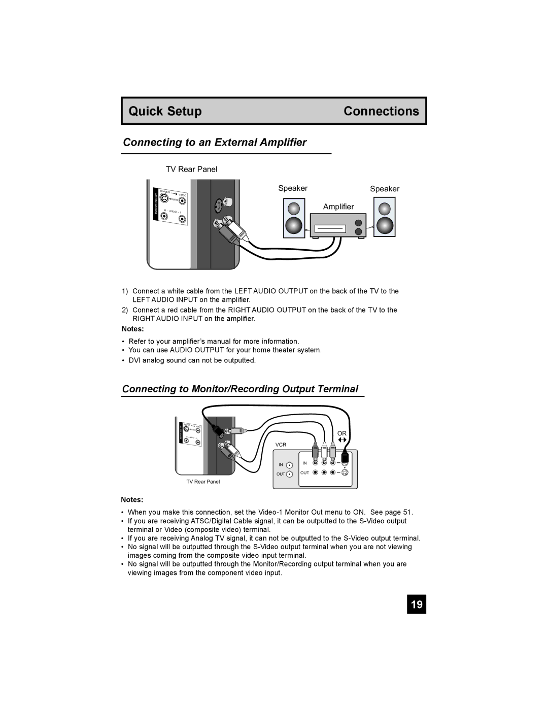 JVC LT-37X776 manual Connecting to an External Amplifier, SpeakerSpeaker Amplifier 