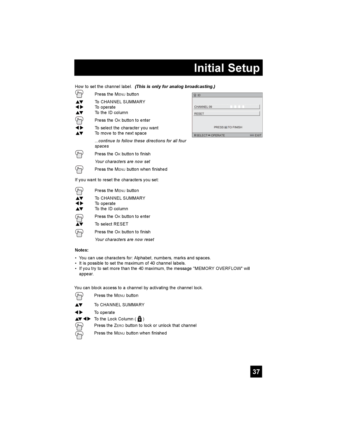 JVC LT-37X776 manual Continue to follow these directions for all four spaces 