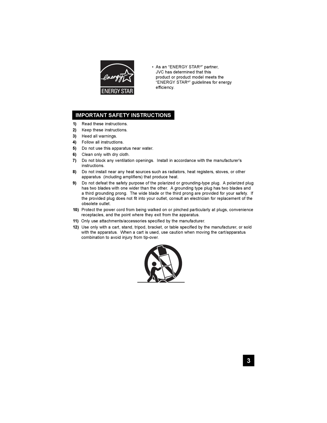 JVC LT-37X987 manual Important Safety Instructions 