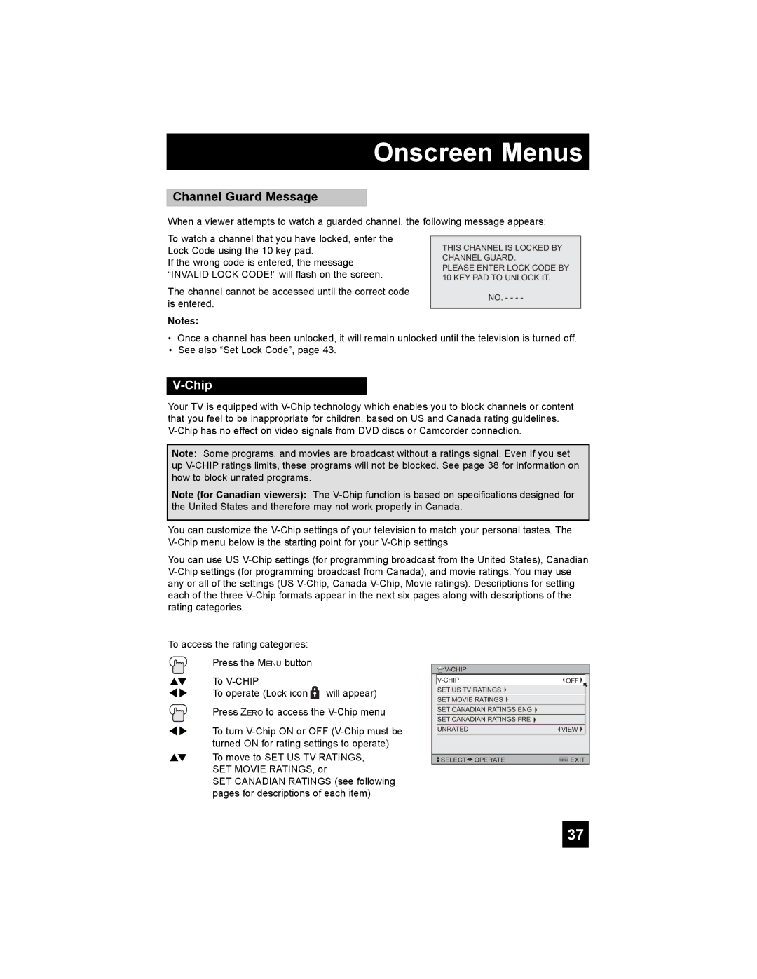JVC LT-37X987 manual Channel Guard Message, Chip 