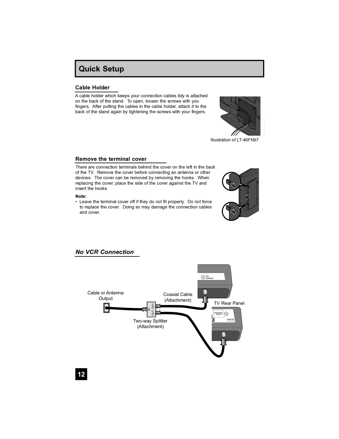 JVC LT-40FH97 manual Cable Holder, Remove the terminal cover 