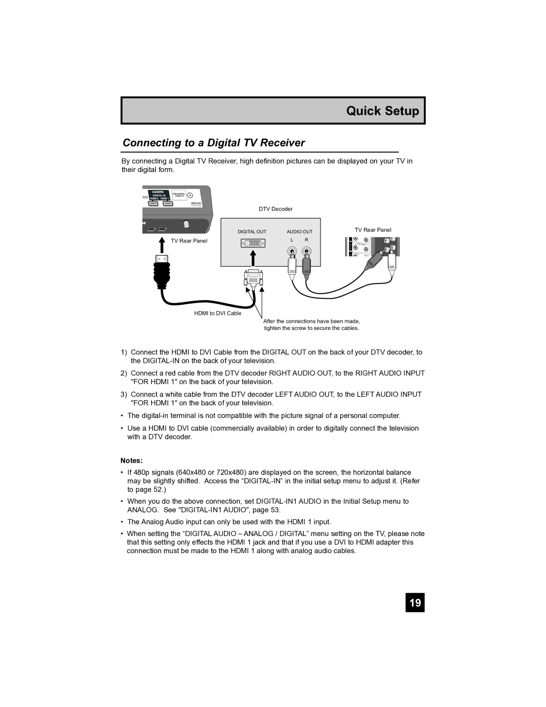 JVC LT-40FH97 manual Connecting to a Digital TV Receiver 