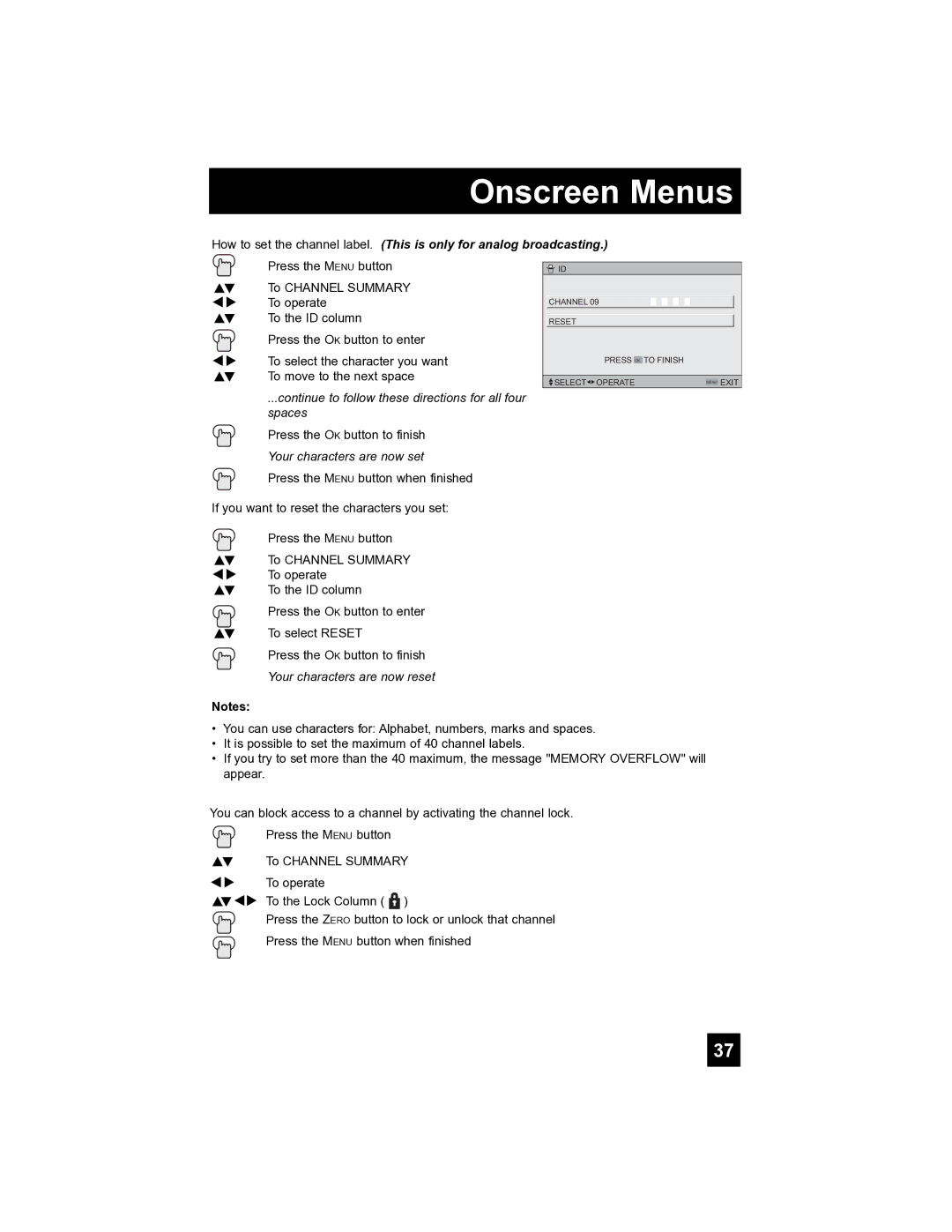 JVC LT-40FH97 manual Continue to follow these directions for all four spaces 