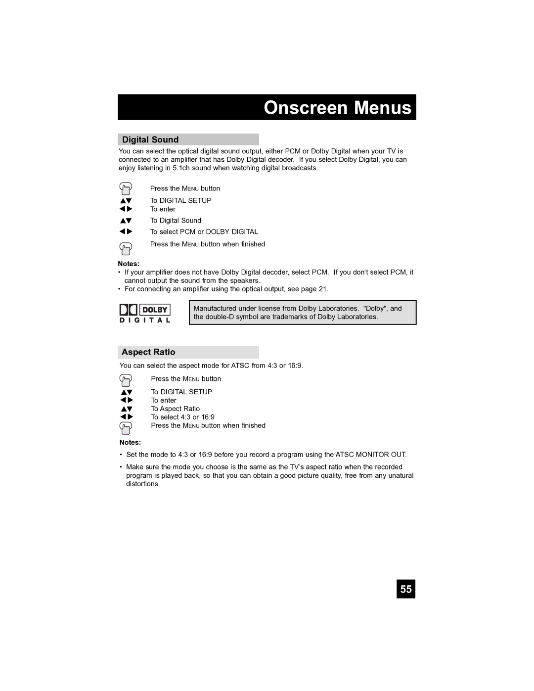 JVC LT-40FH97 manual Digital Sound, Aspect Ratio 