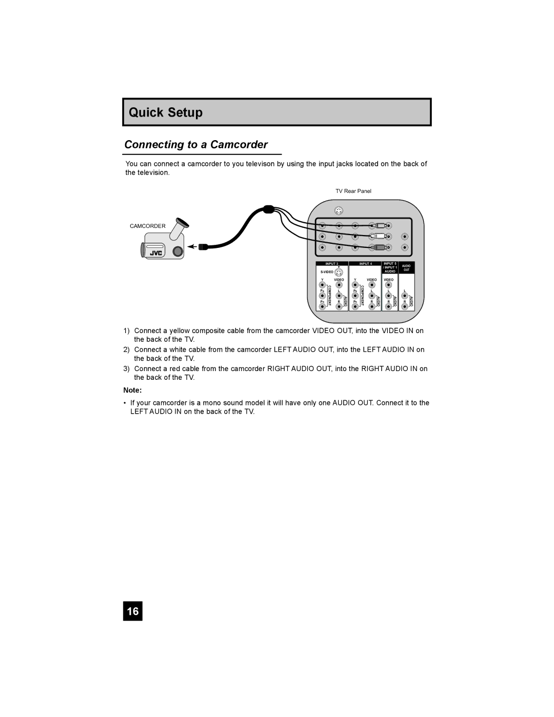 JVC LT-42E488, LT-37E478, LT-37E488, LT-32E488 manual Connecting to a Camcorder 