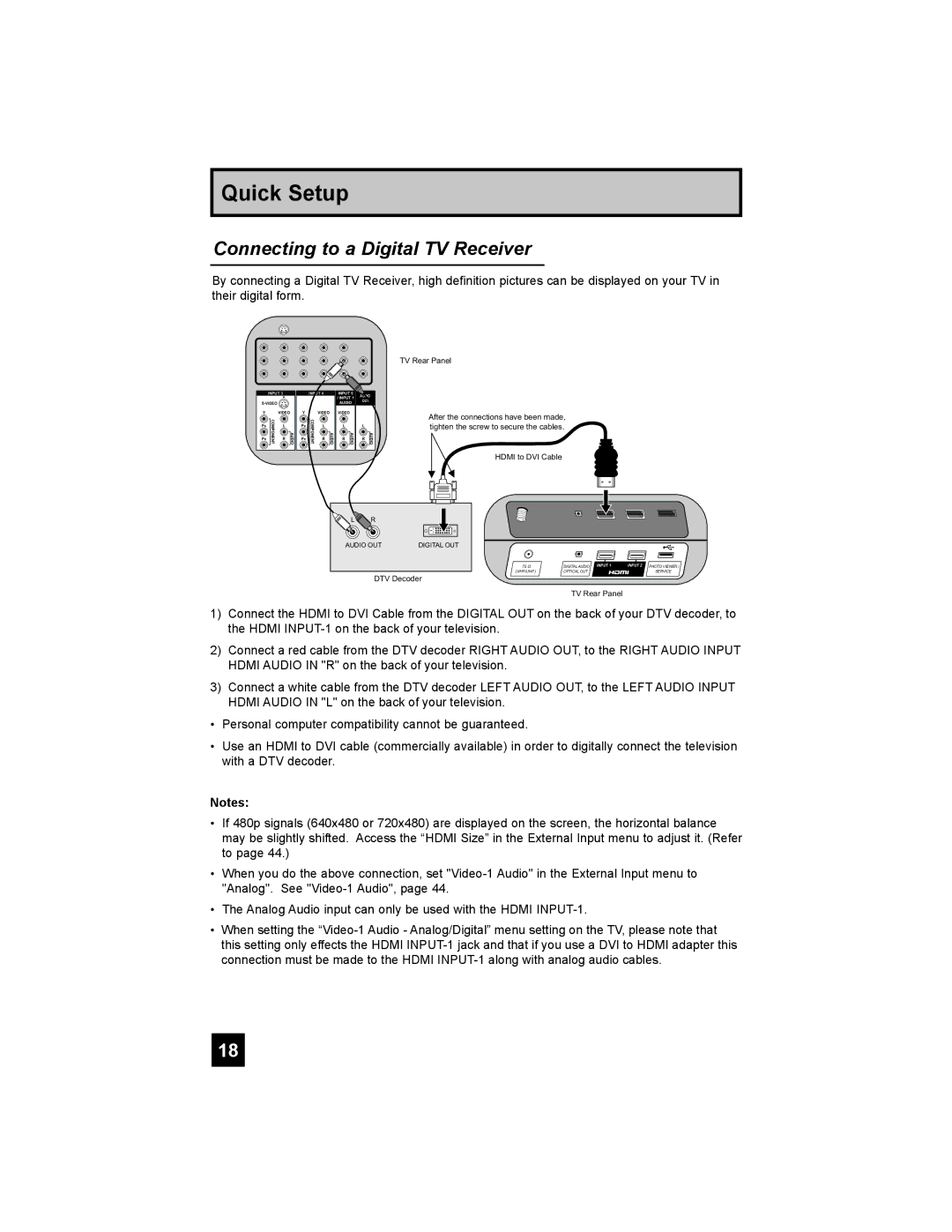 JVC LT-37E488, LT-42E488, LT-37E478, LT-32E488 manual Connecting to a Digital TV Receiver 