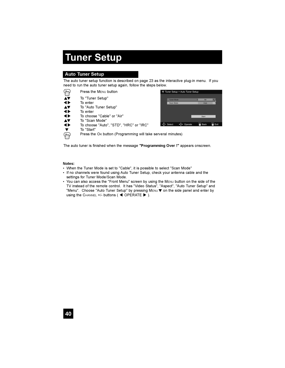 JVC LT-42E488, LT-37E478, LT-37E488, LT-32E488 manual Auto Tuner Setup 