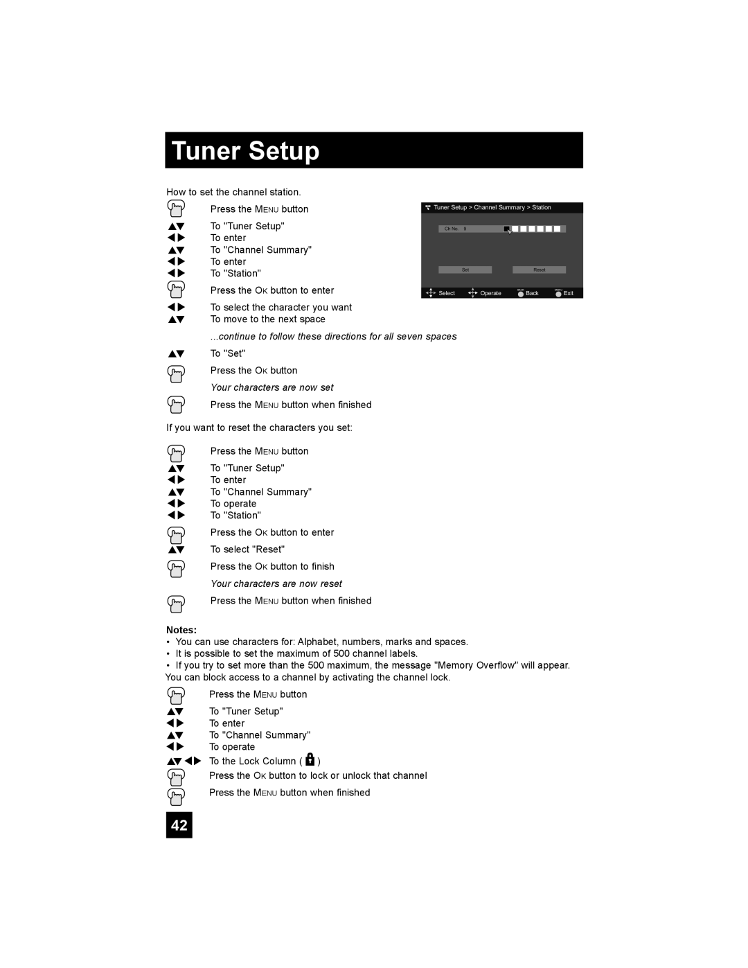 JVC LT-37E488, LT-42E488, LT-37E478 Continue to follow these directions for all seven spaces, Your characters are now set 