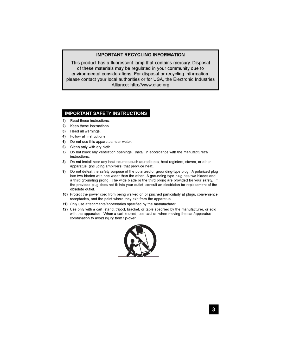 JVC LT-42EX38, LT-37EX38, LT-32EX38 manual Important Safety Instructions 