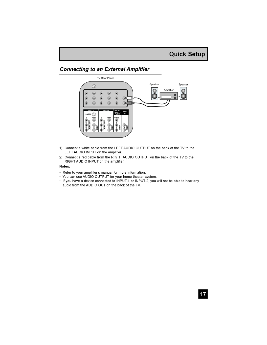 JVC LT-32EX38, LT-42EX38, LT-37EX38 manual Connecting to an External Amplifier, Quick Setup 