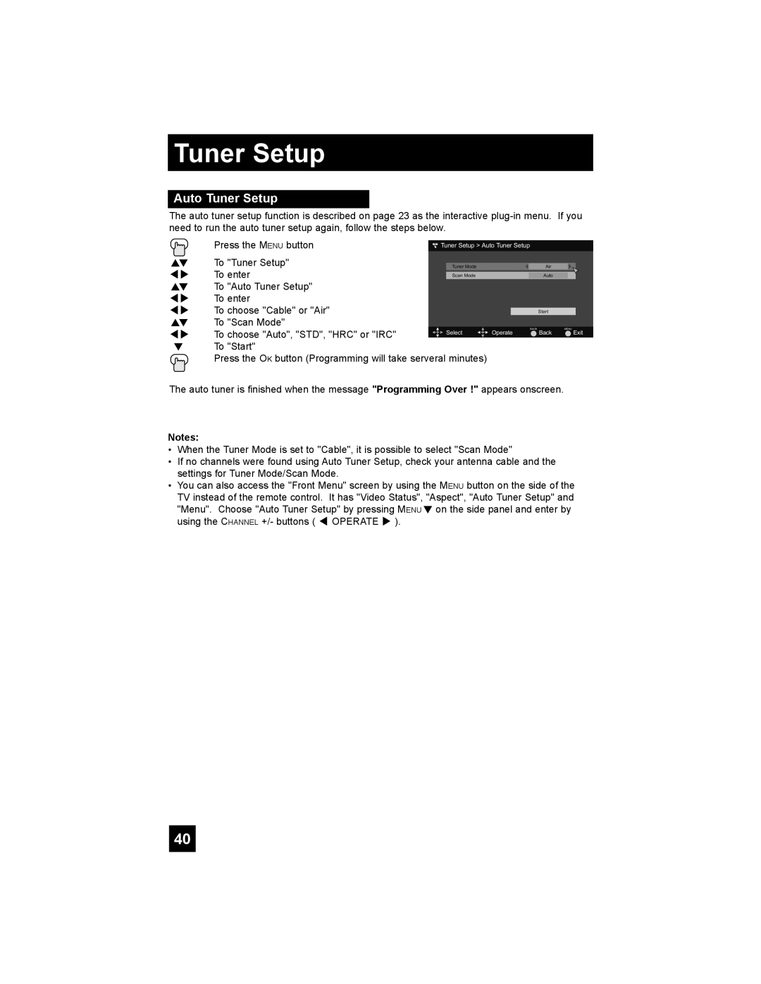 JVC LT-37EX38, LT-42EX38, LT-32EX38 manual Auto Tuner Setup 