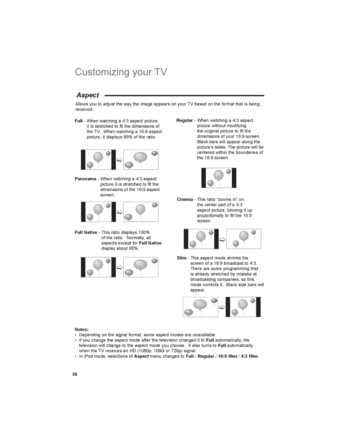 JVC LT-42PM30 manual Aspect 