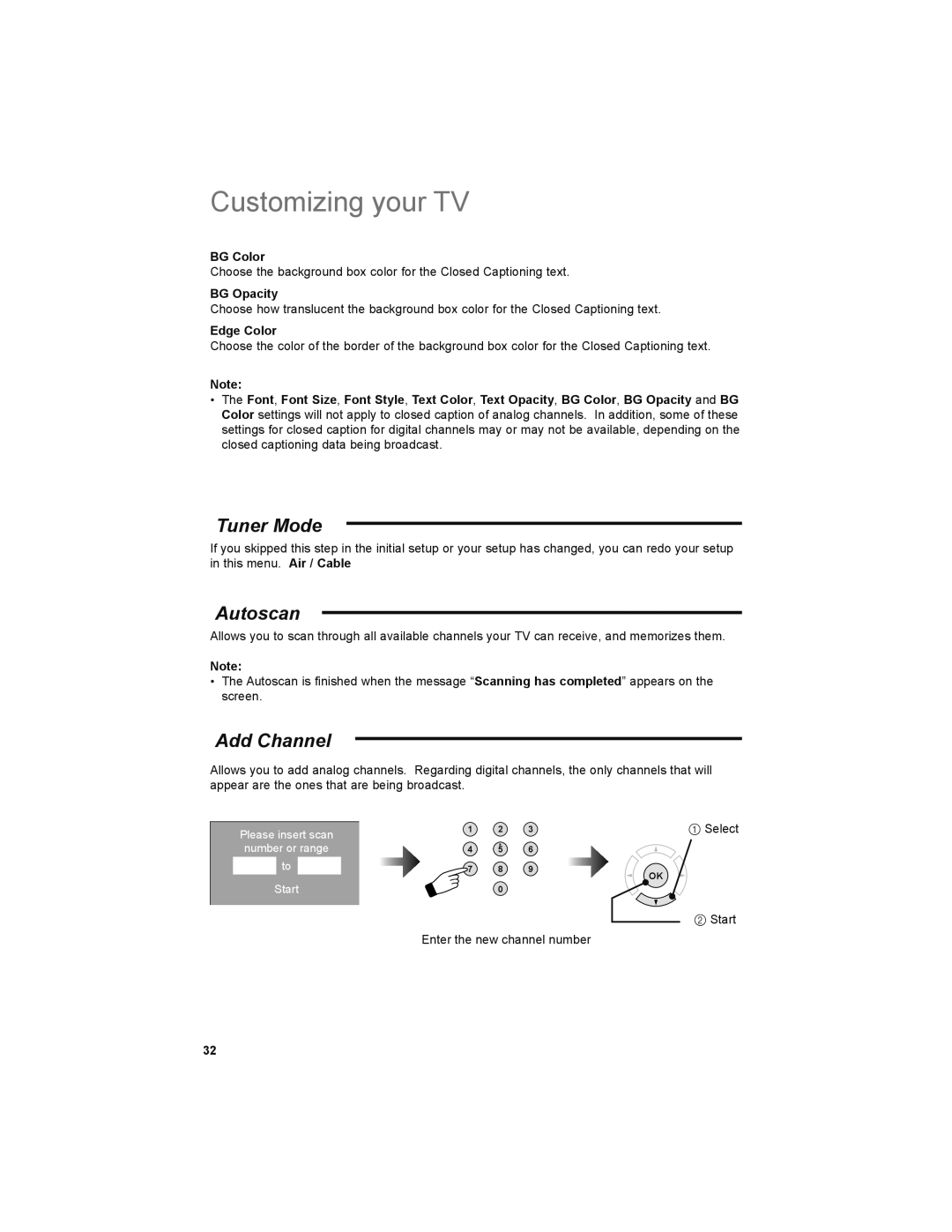 JVC LT-42PM30 manual Tuner Mode, Autoscan, Add Channel 