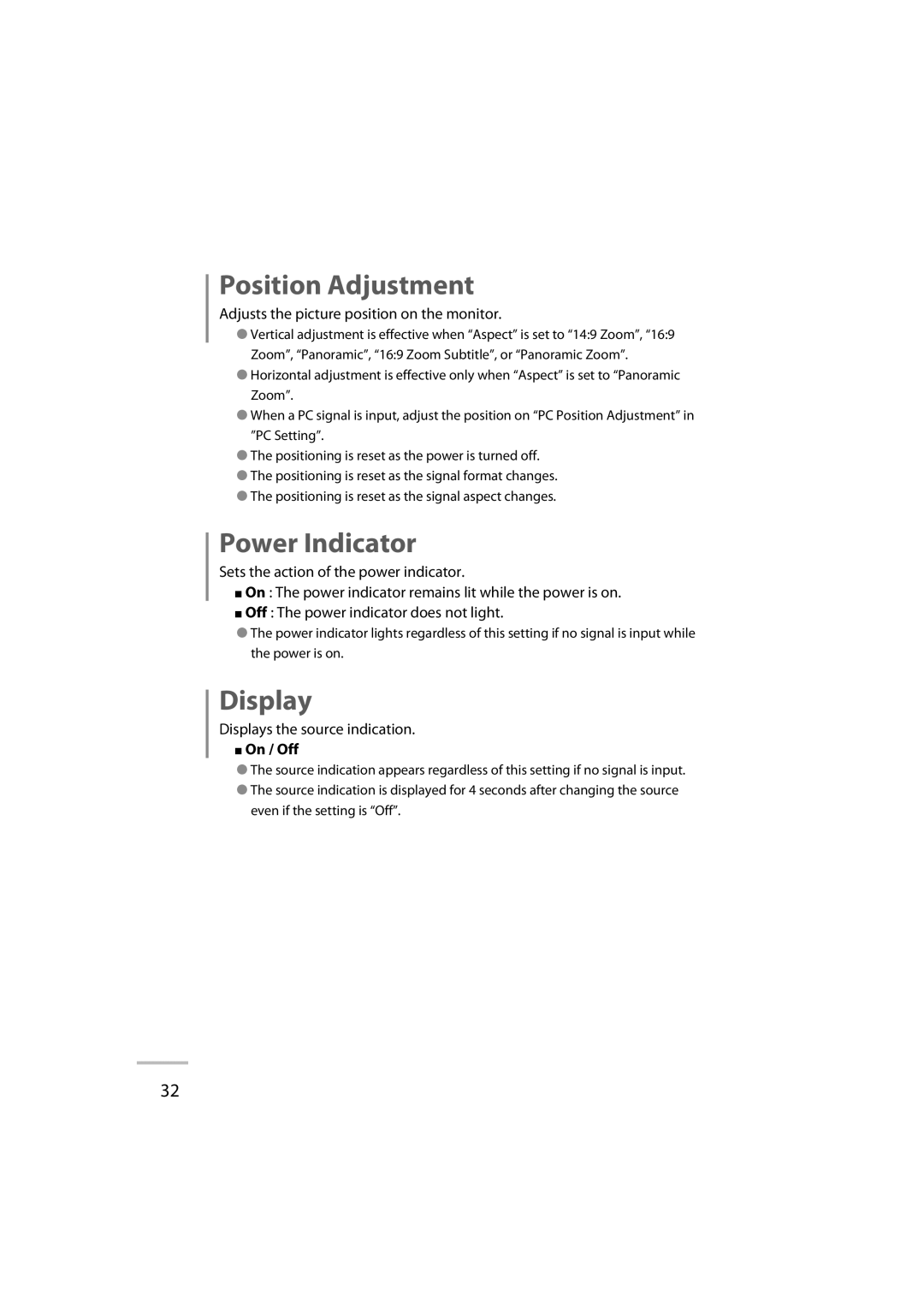 JVC LT-42WX70 manual Position Adjustment, Display 