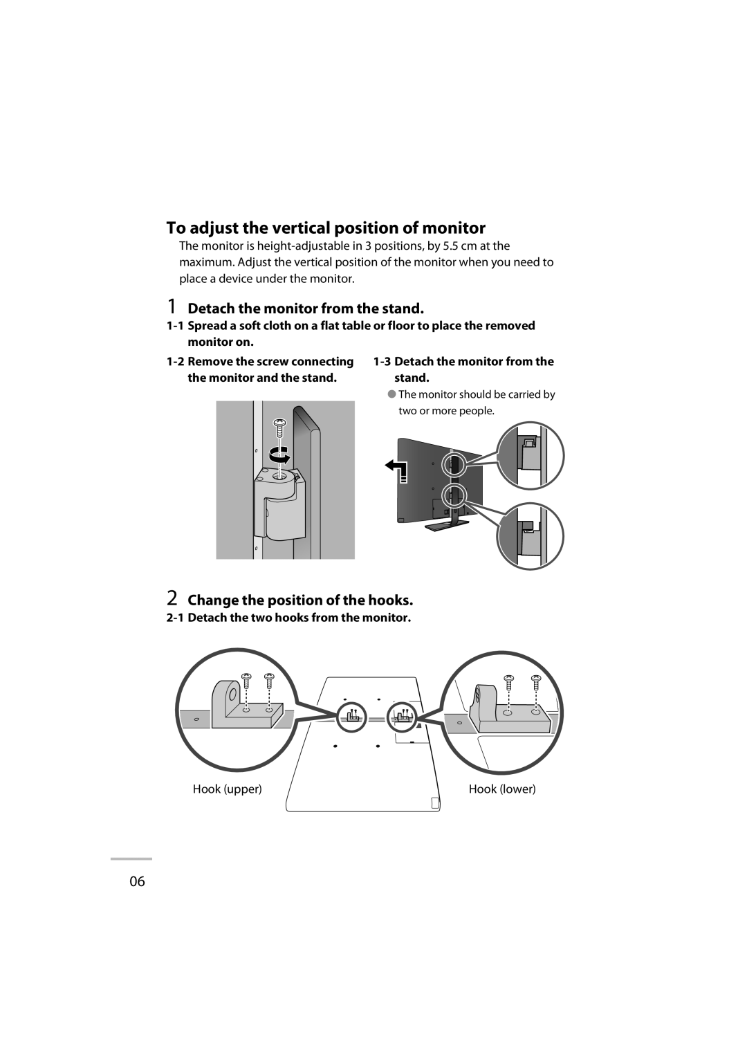 JVC LT-42WX70 manual To adjust the vertical position of monitor 