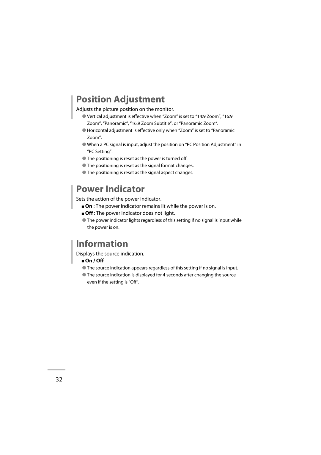 JVC LT-42WX70 manual Position Adjustment 