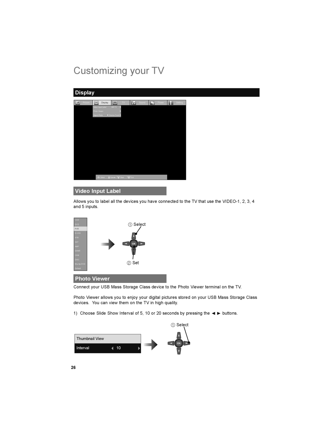 JVC LT-42X579 manual Display, Video Input Label, Photo Viewer 