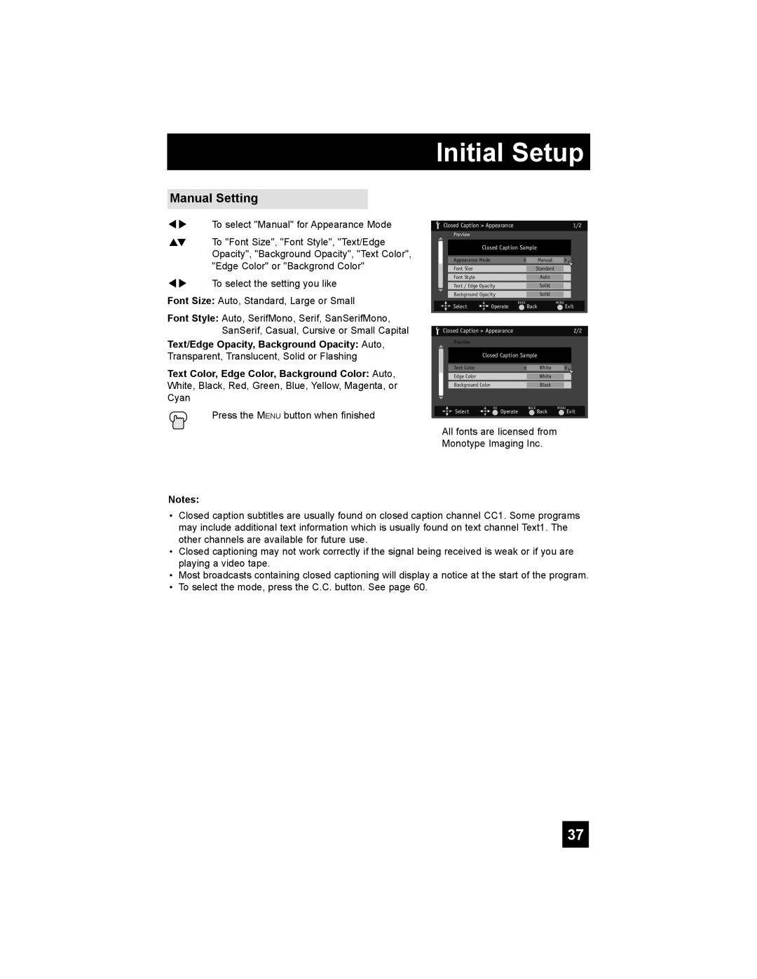 JVC LT-37X688, LT-42X688 manual Manual Setting, Initial Setup 