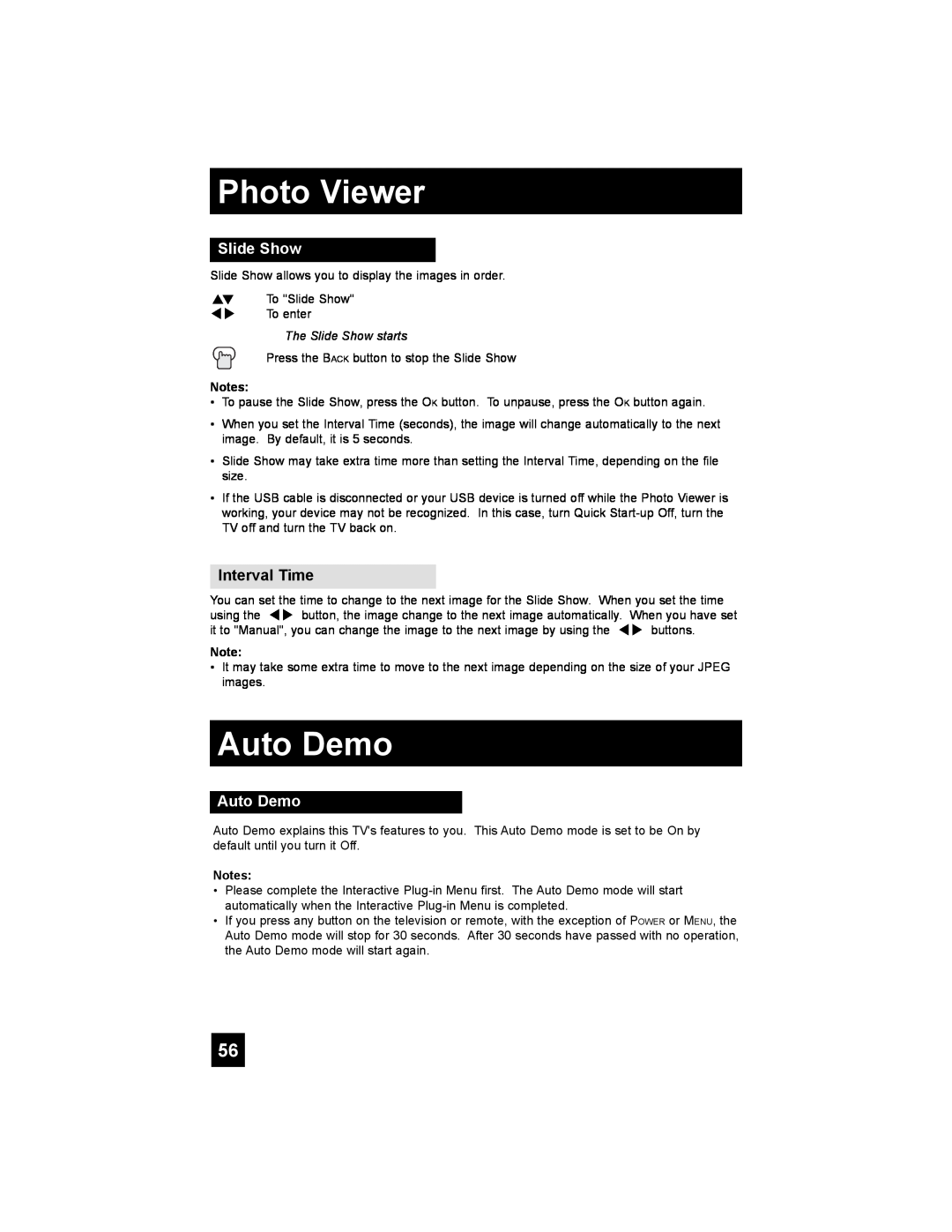 JVC LT-42X688, LT-37X688 manual Auto Demo, Slide Show, Interval Time, Photo Viewer 
