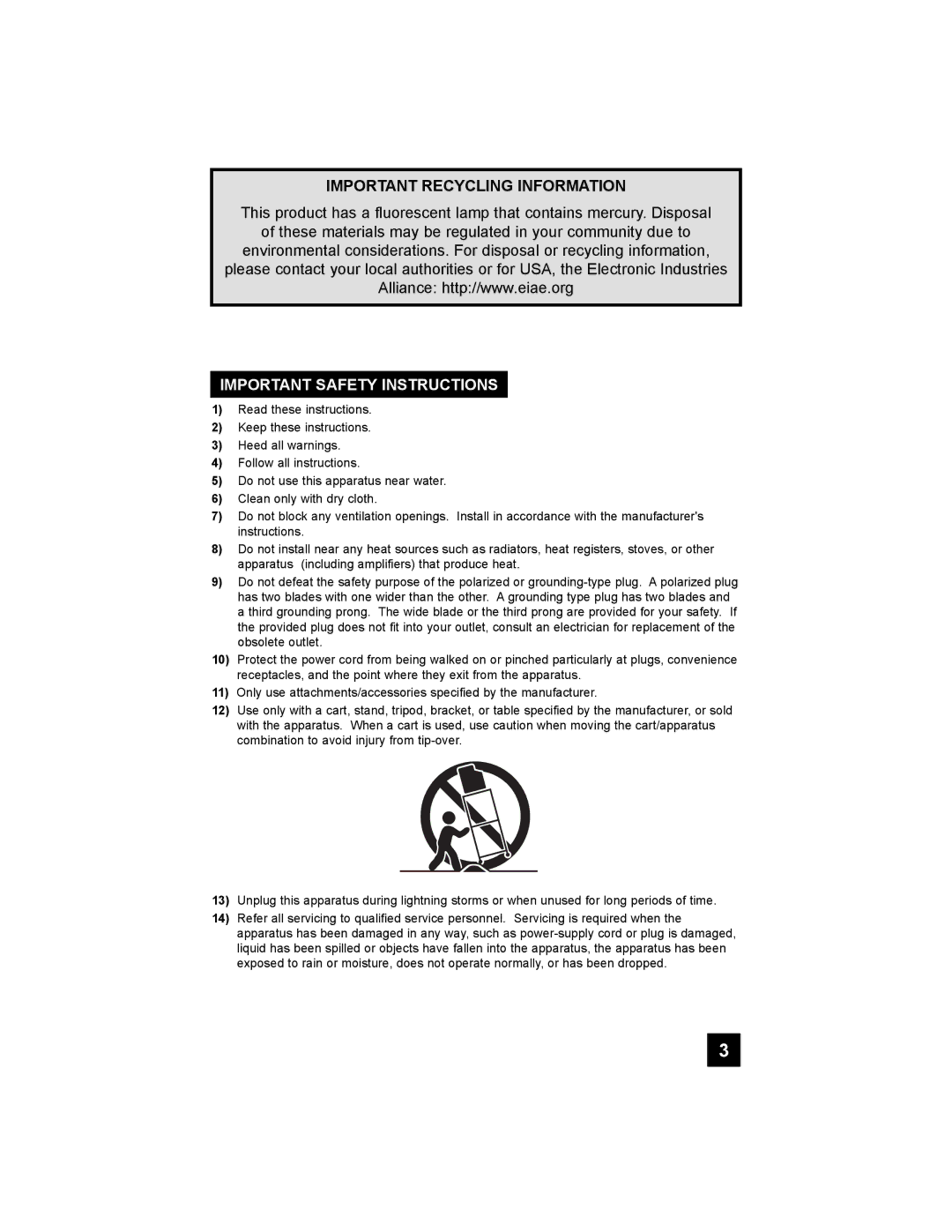 JVC LT-37X898, LT-42X898 manual Important Safety Instructions 