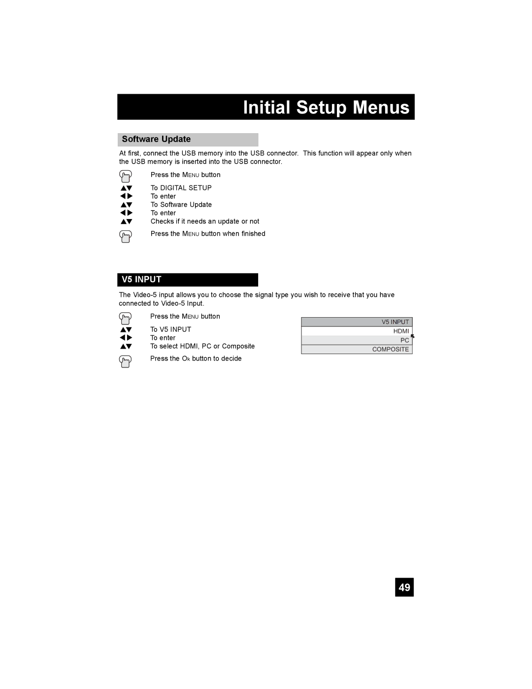 JVC LT-37X898, LT-42X898 manual Software Update, V5 Input 