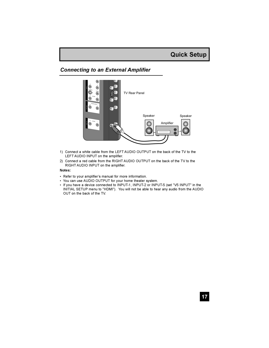 JVC LT-37X898, LT-42X898 manual Connecting to an External Amplifier, Quick Setup 