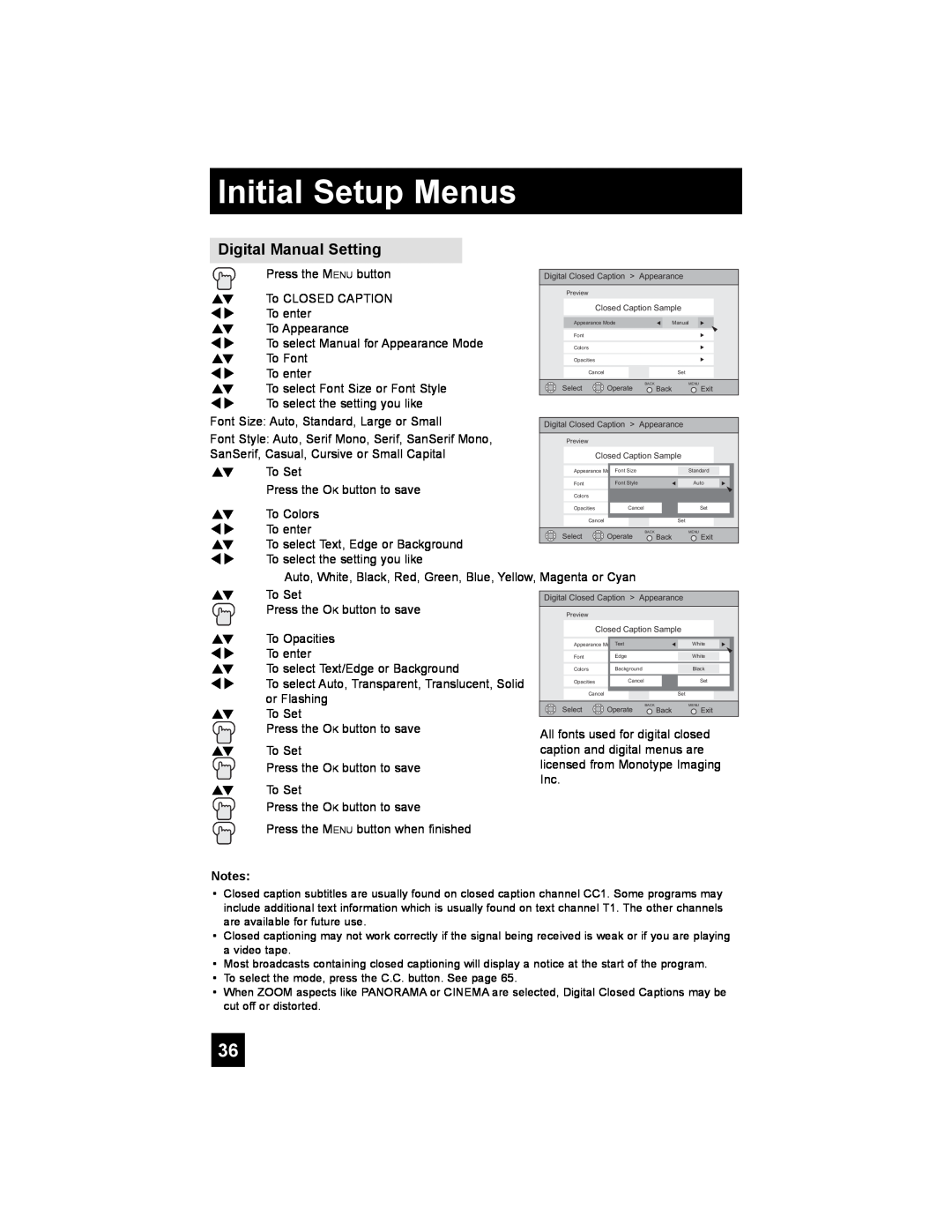 JVC LT-42X898, LT-37X898 manual Digital Manual Setting, Initial Setup Menus 