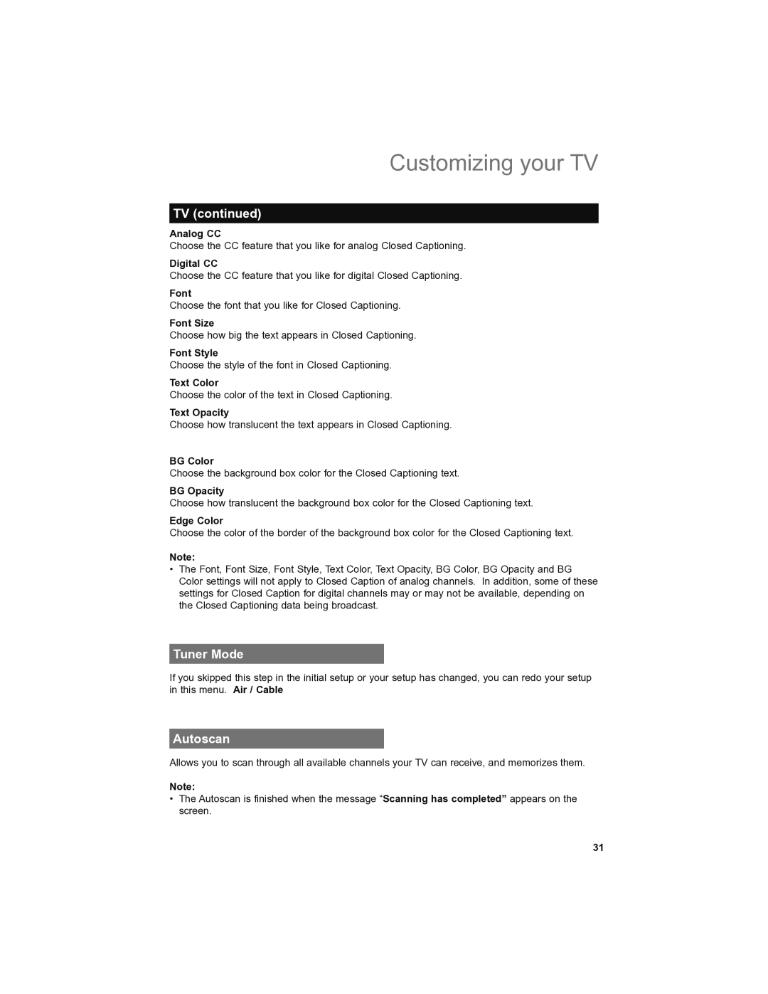 JVC LT-42SL89, LT-46SL89 manual Tuner Mode, Autoscan 