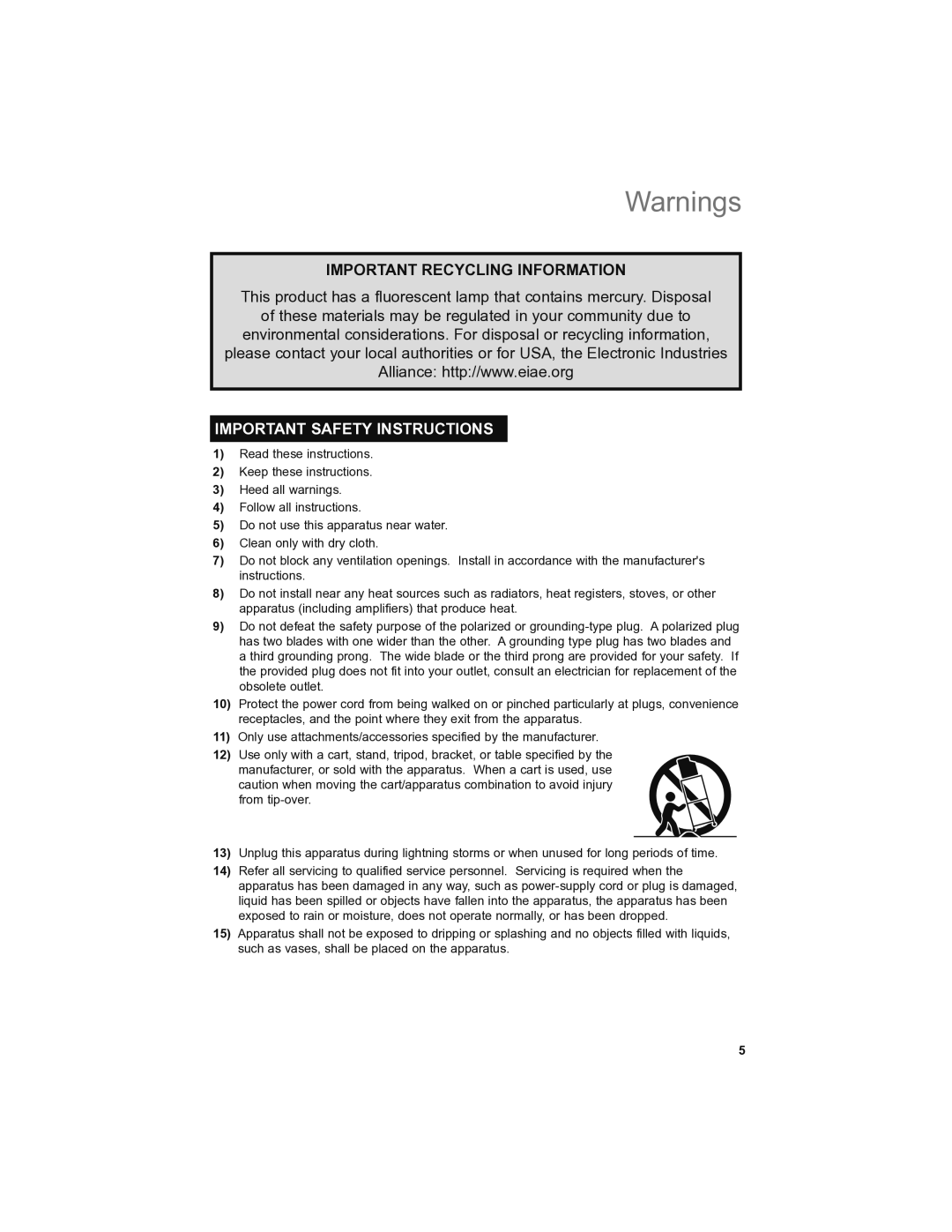 JVC LT-42SL89, LT-46SL89 manual Important Safety Instructions 