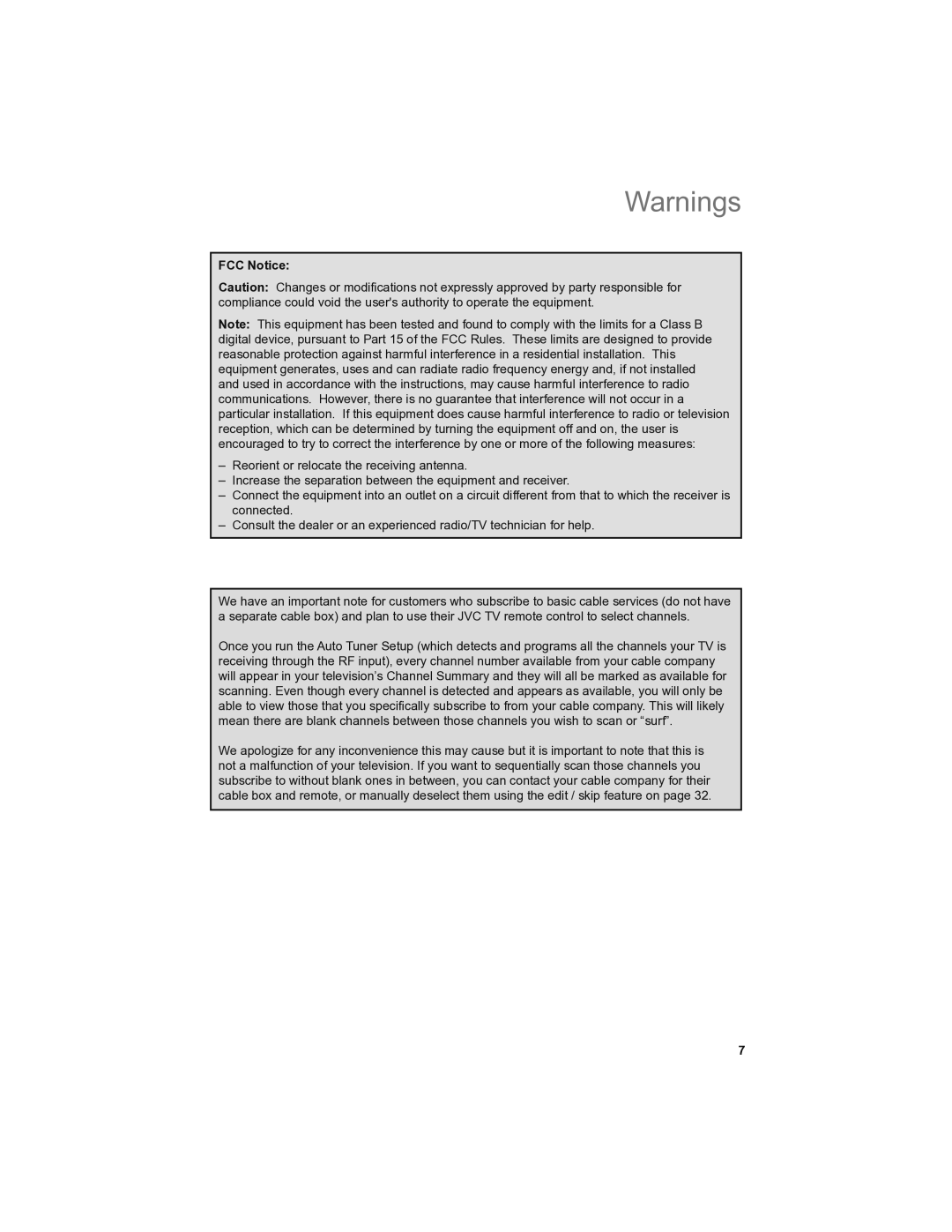 JVC LT-42SL89, LT-46SL89 manual FCC Notice 