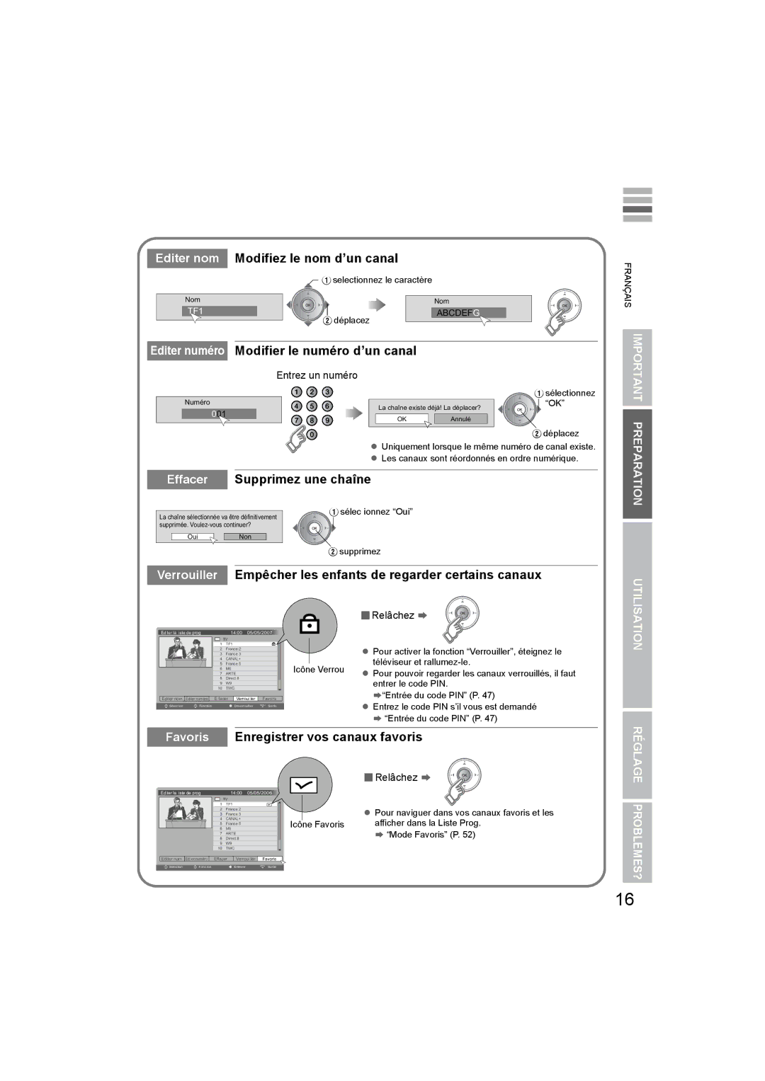 JVC LT-42DV8BG, LT-47DV8BG manual Entrez un numéro,  Relâchez g 