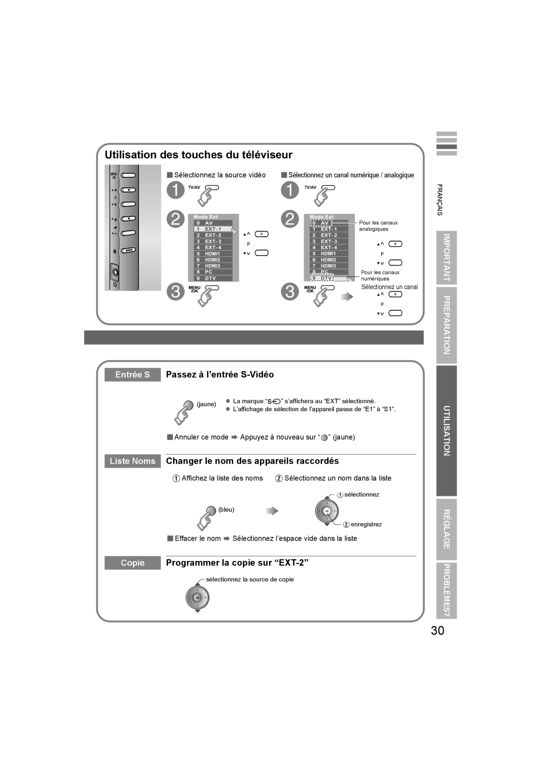 JVC LT-42DV8BG, LT-47DV8BG manual  Annuler ce mode g Appuyez à nouveau sur jaune 