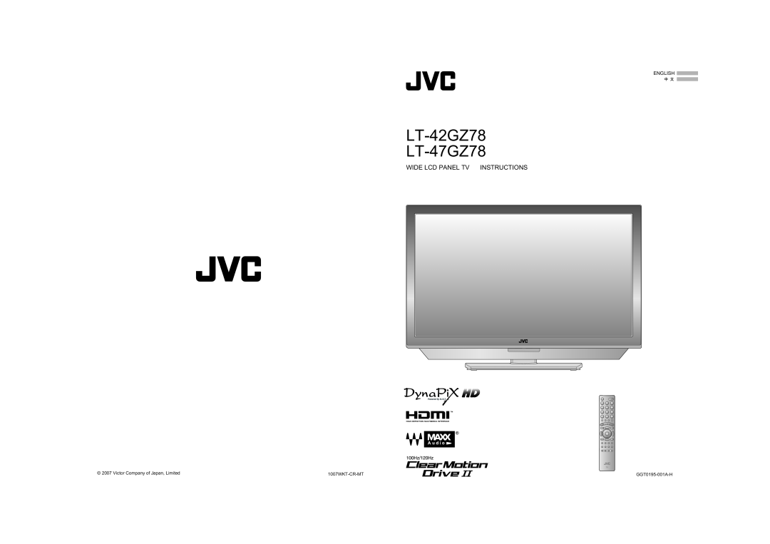 JVC manual LT-42GZ78 LT-47GZ78, Wide Lcd Panel Tv Instructions 