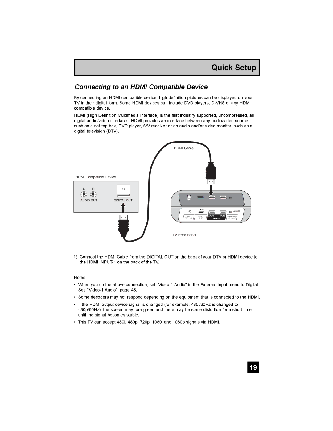 JVC LT-37XM48, LT-47X788, LT-42X788, LT-42XM48 manual Connecting to an Hdmi Compatible Device, Audio OUT Digital OUT 