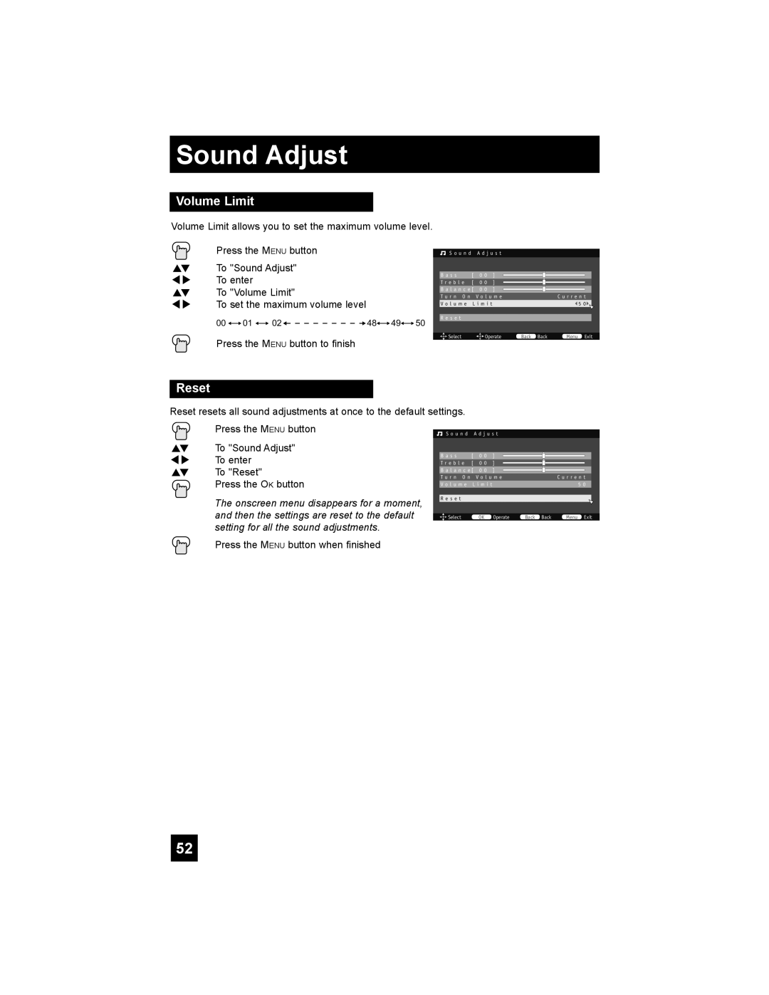 JVC LT-47X788, LT-42X788, LT-42XM48, LT-37XM48 manual Volume Limit 